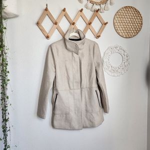 Bershka Wrap Detail Tailored Coat In Oatmeal Women's Size Medium EUC